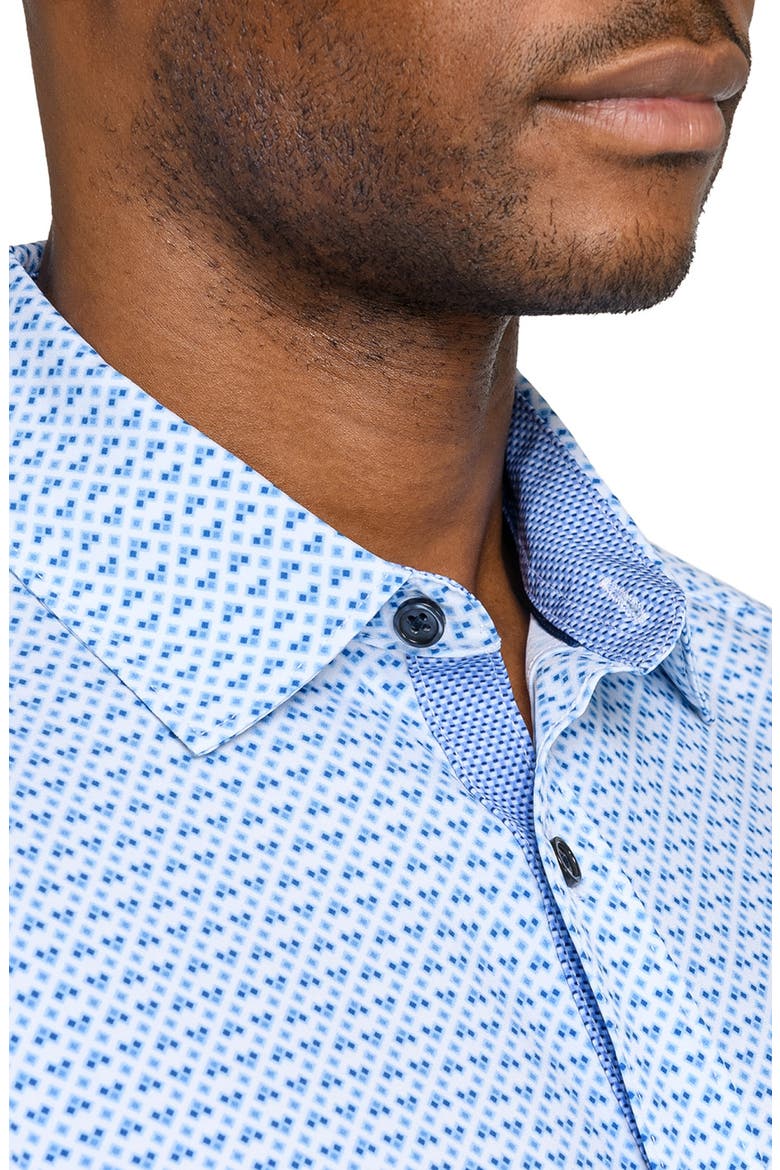 Square Geo Woven Long Sleeve Basic, Alternate, color, WHITE/BLUE