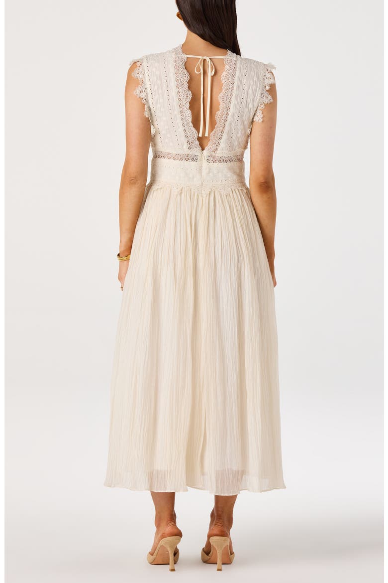Eloise Mixed Media Midi Dress, Alternate, color, CREAM