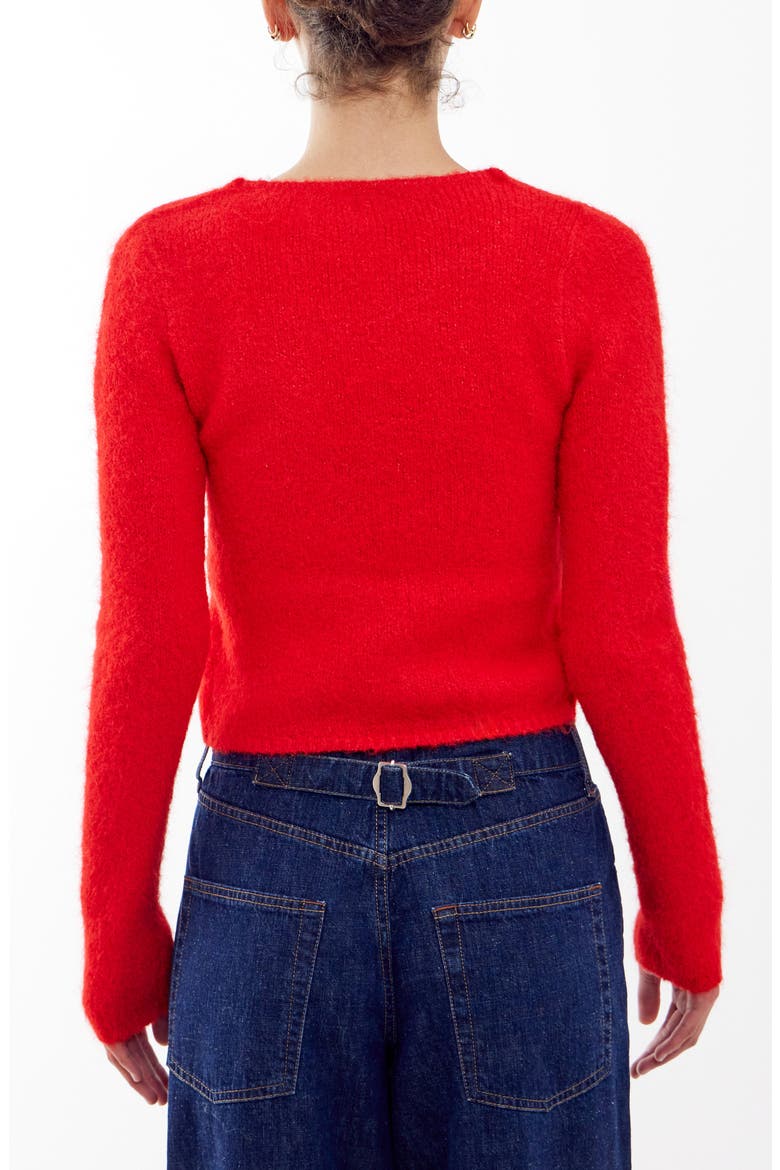 Tie Front Cardigan, Alternate, color, RED