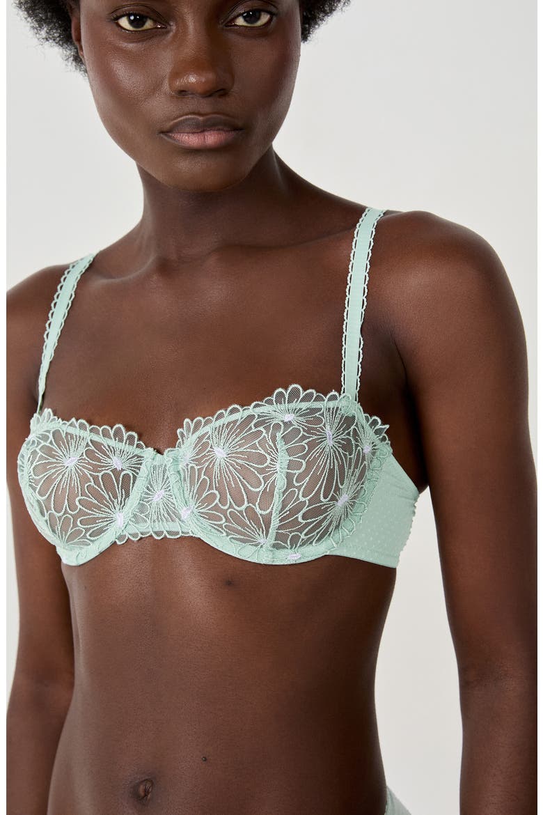 Daisy Underwire Balconette Bra, Alternate, color, CELADON