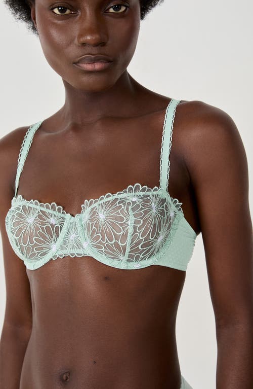 Etam Daisy Underwire Balconette Bra In Green