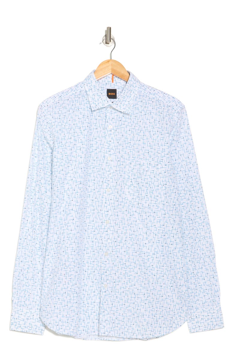 BOSS Remiton Cotton Button-Up Shirt, Alternate, color, Natural