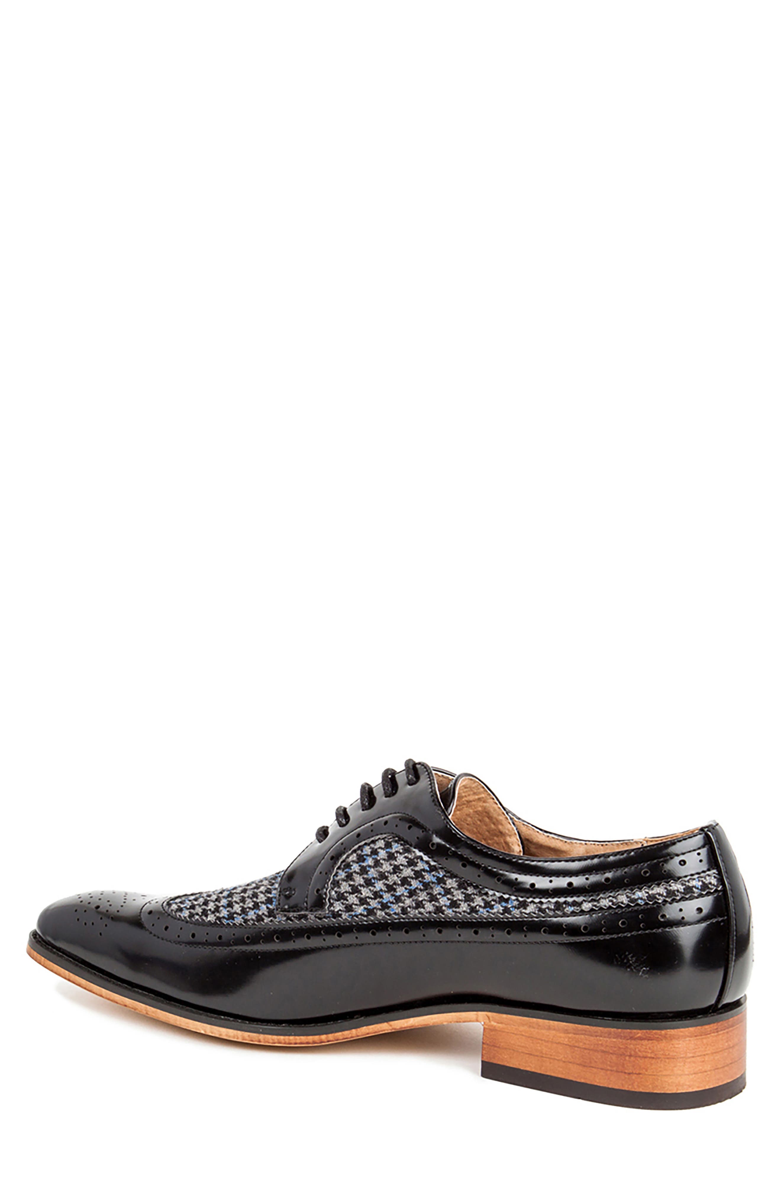 Gino Vitale Houndstooth Wingtip Derby, Alternate, color, Black