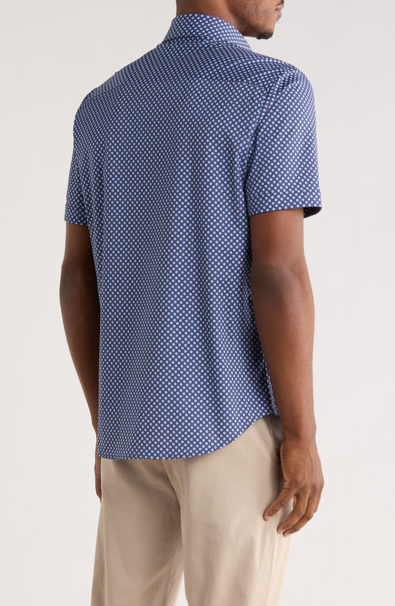 Bugatchi Short Sleeve Button-Up Shirt, Alternate, color, Navy