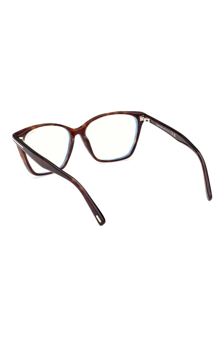 56mm Cat Eye Blue Light Blocking Optical Glasses, Alternate, color, HAVANA ECO / T LOGO