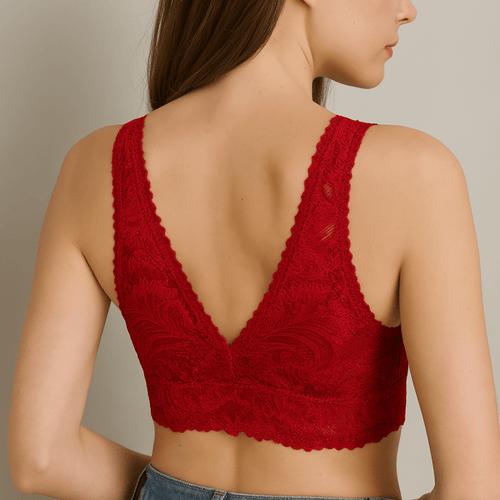 Meadow Lily Soft Lace Bralette In Red