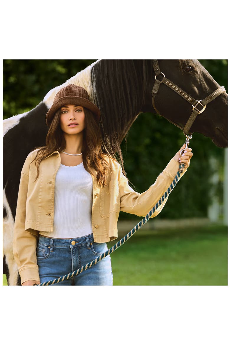 Camden Crop Denim Jacket, Alternate, color, CASHEW
