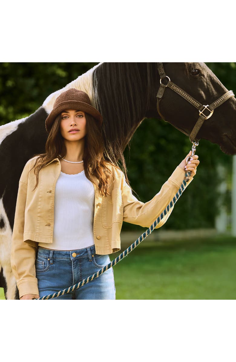 KUT from the Kloth Camden Crop Denim Jacket, Alternate, color, Cashew