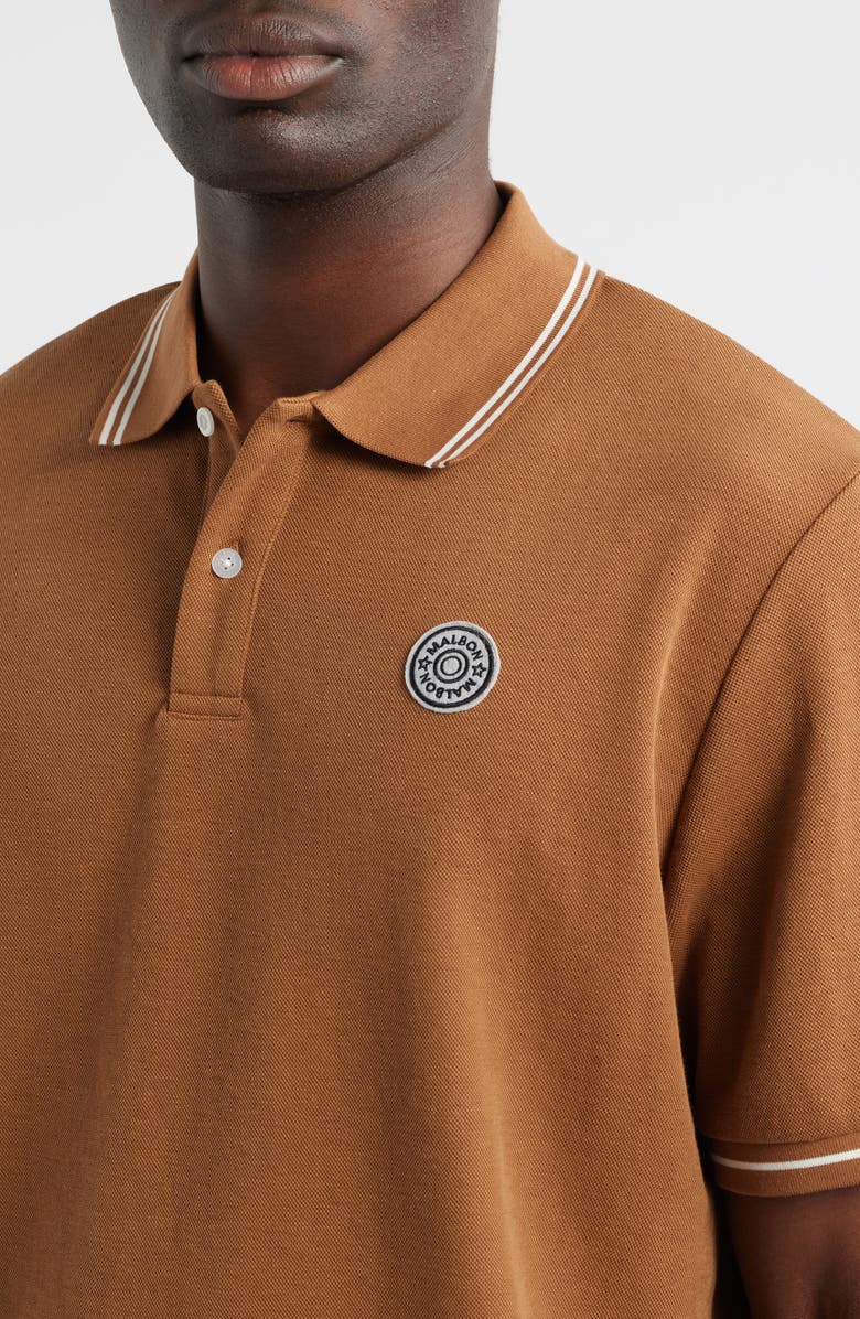 Malbon Golf Fairway Appliqué Piqué Polo, Alternate, color, British Tan