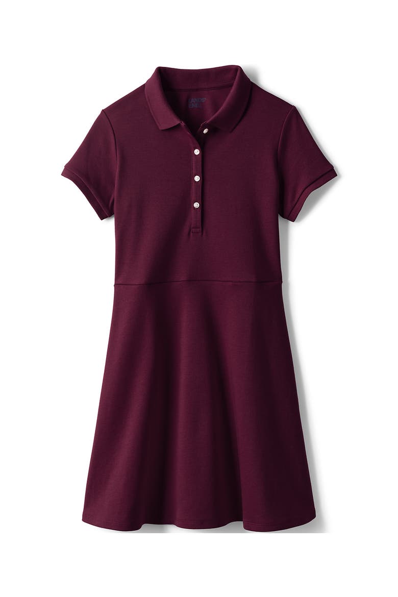Girls Short Sleeve Interlock Polo Dress, Alternate, color, Burgundy