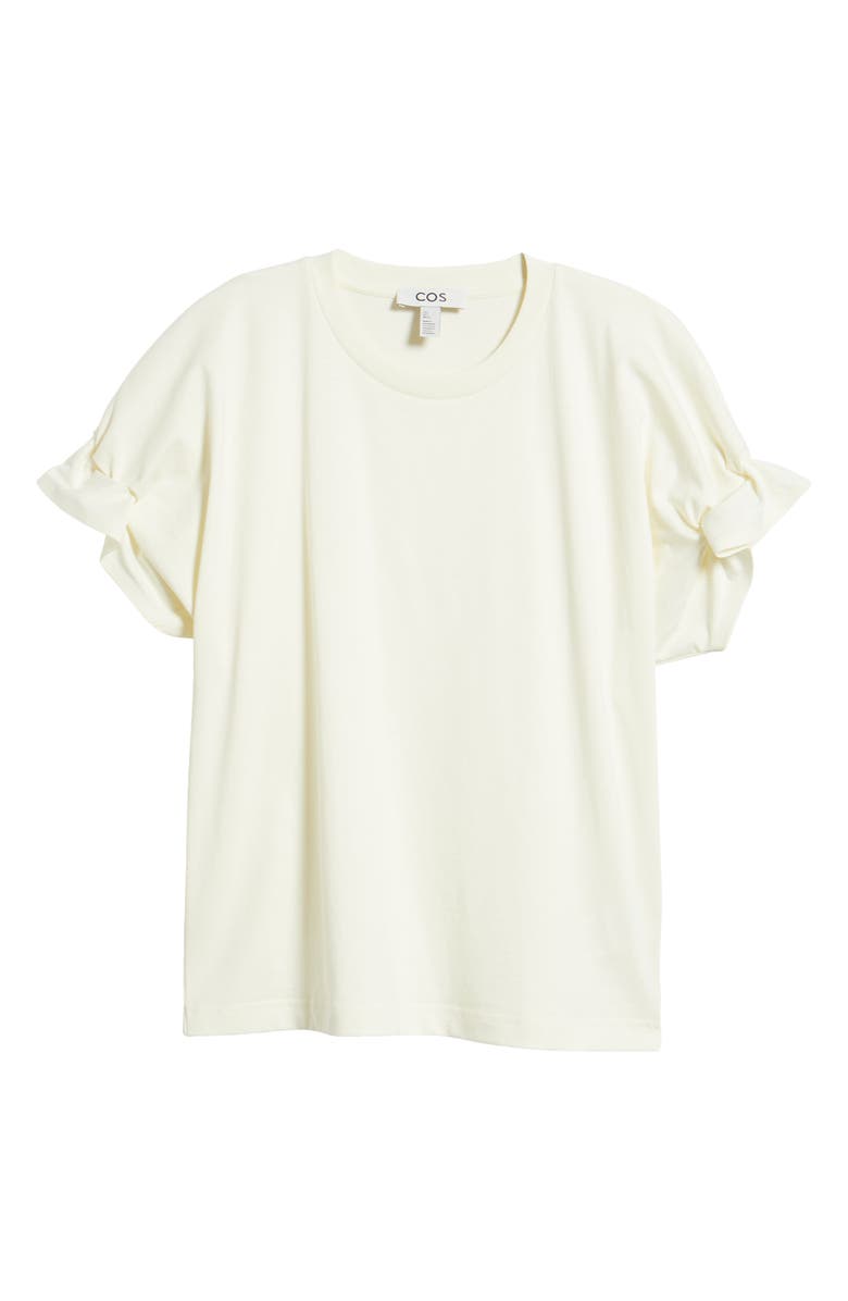 COS Gathered Sleeve Cotton T-Shirt, Alternate, color, 