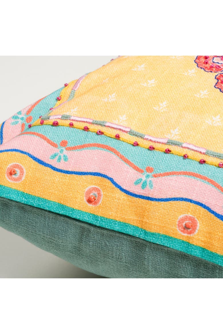 Ghuni Tasseled Embroidered 100% Cotton Home Accent Floral, Alternate, color, Yellow