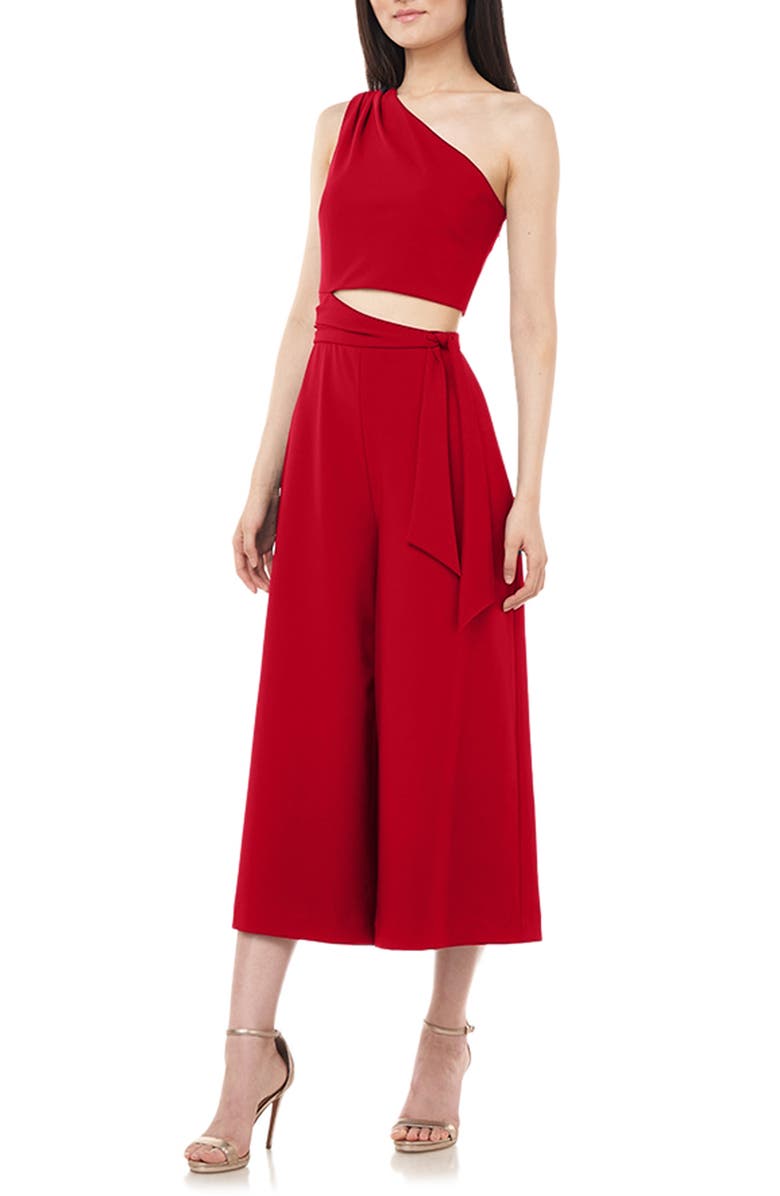 Love by Theia One-Shoulder Crop Jumpsuit, Main, color, 
