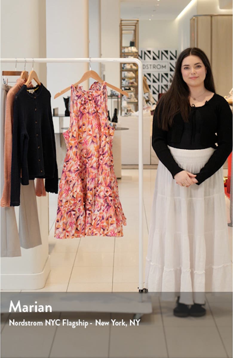 Floral Tiered Ruffle Stretch Cotton Dress, sales video thumbnail