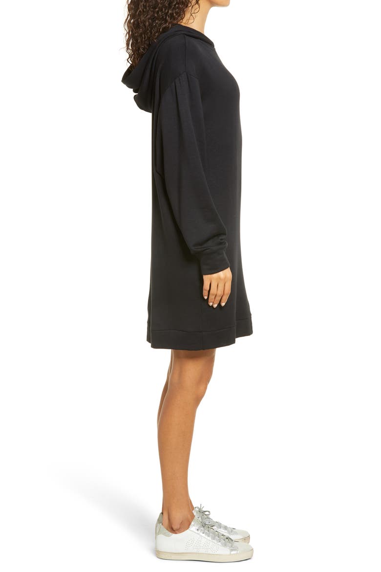Long Sleeve Hoodie Dress, Alternate, color, BLACK