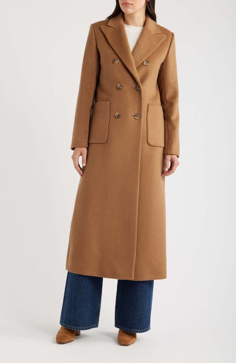 Double Breasted Longline Wool Blend Coat