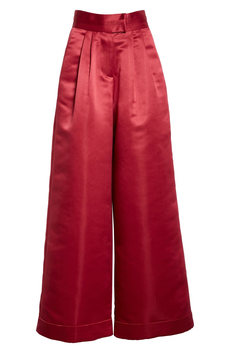 Kimberly Goldson Liza Satin Cuff Wide Leg Pants, Alternate, color,