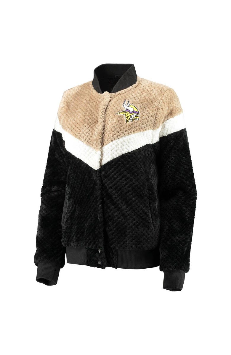 G-III 4HER BY CARL BANKS Women's G-III 4Her by Carl Banks Black/Cream Minnesota Vikings Riot Squad Sherpa Full-Snap Jacket, Alternate, color, 