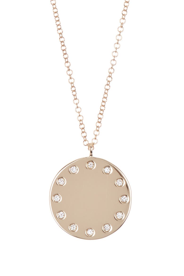 14K Gold Diamond Disc Pendant Necklace - 0.09 ctw, Main, color, DNU/YELLOW GOLD/DIAMOND
