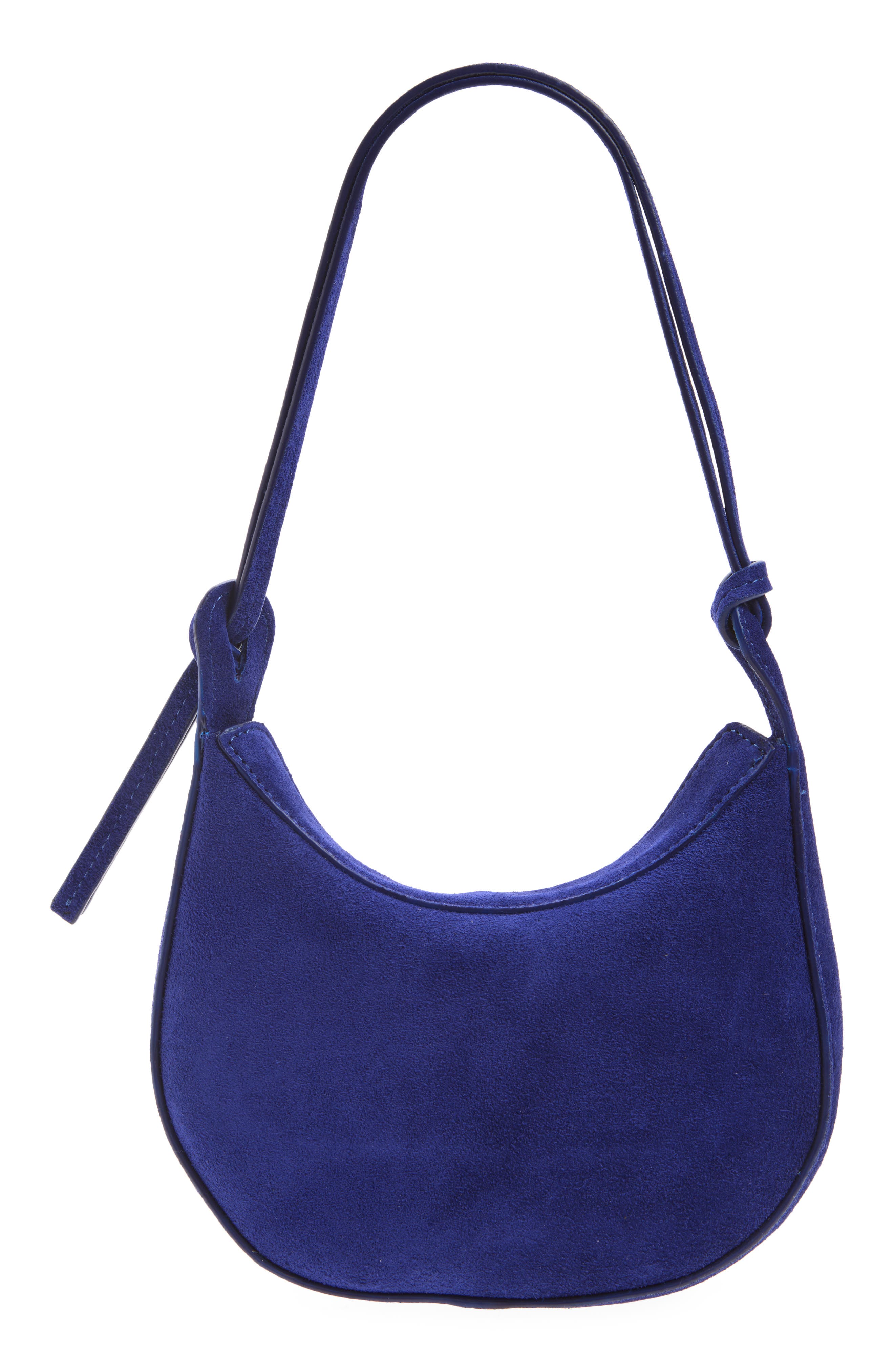 Mini Rosetta Leather Shoulder Bag, Alternate, color, COBALT SUEDE