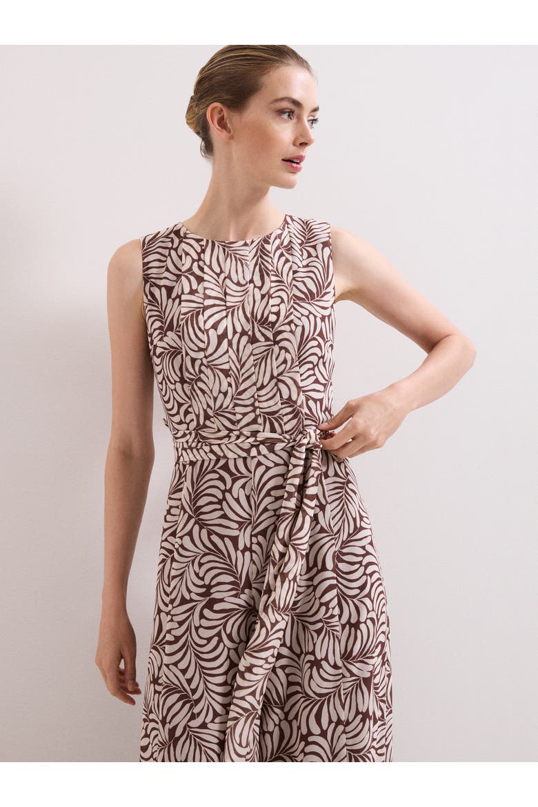 Janine Leaf Sleeveless Jumpsuit, Alternate, color, Latte