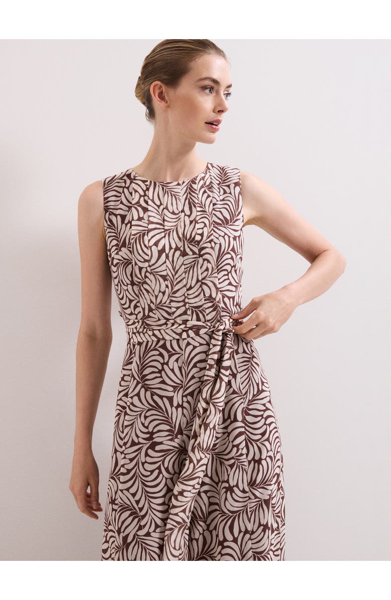 Phase Eight Janine Leaf Sleeveless Jumpsuit, Alternate, color, Latte