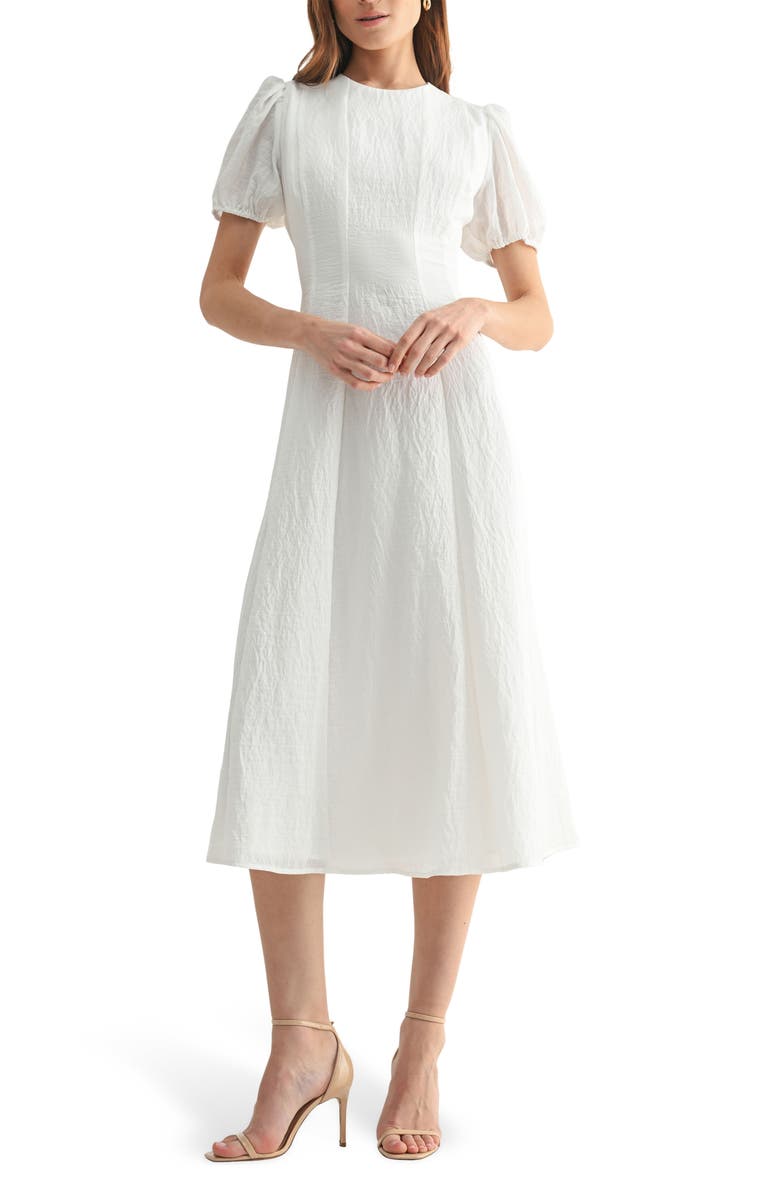 Mila Mae Puff Sleeve A-Line Midi Dress, Main, color, 