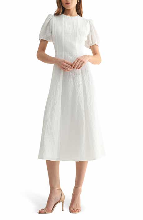 Mila Mae Puff Sleeve A-Line Midi Dress