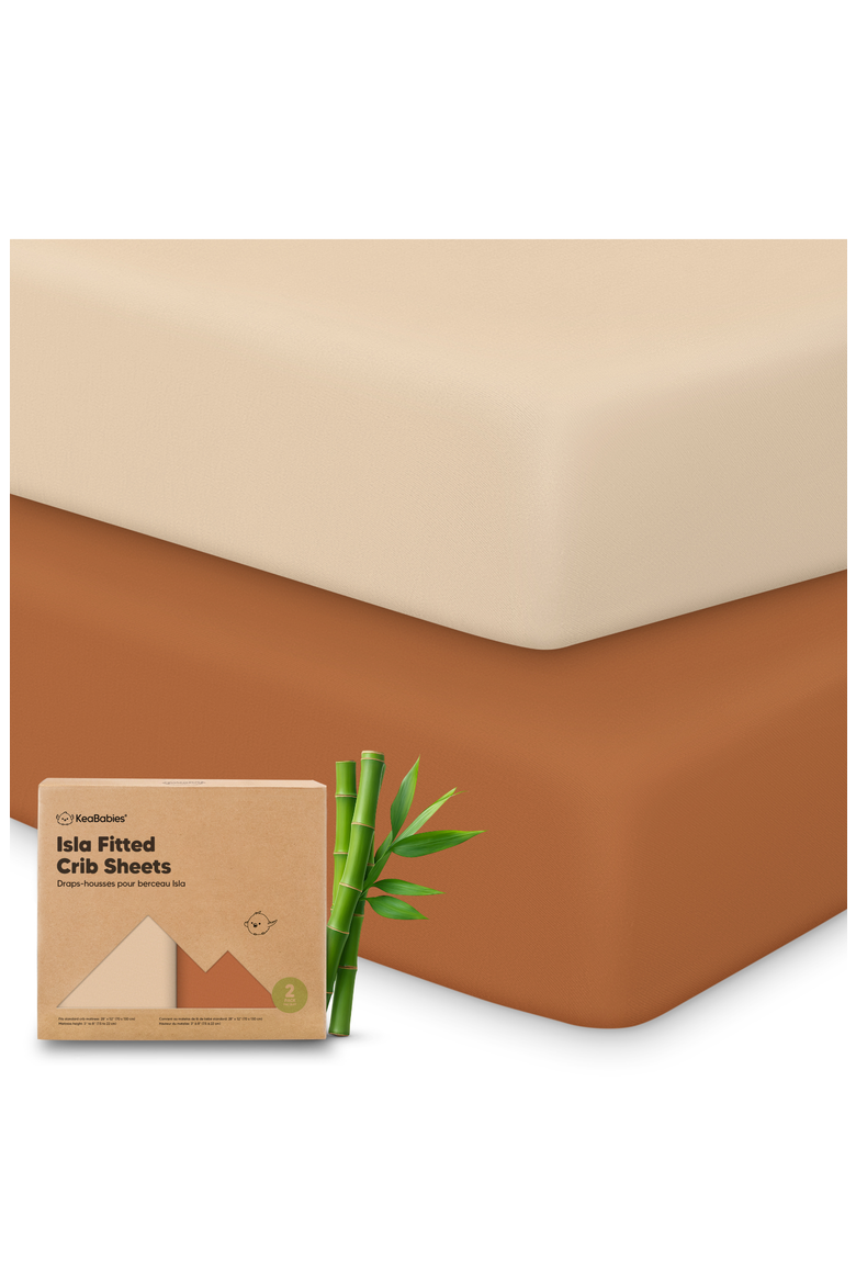 Isla Fitted Crib Sheets, Main, color, Rust
