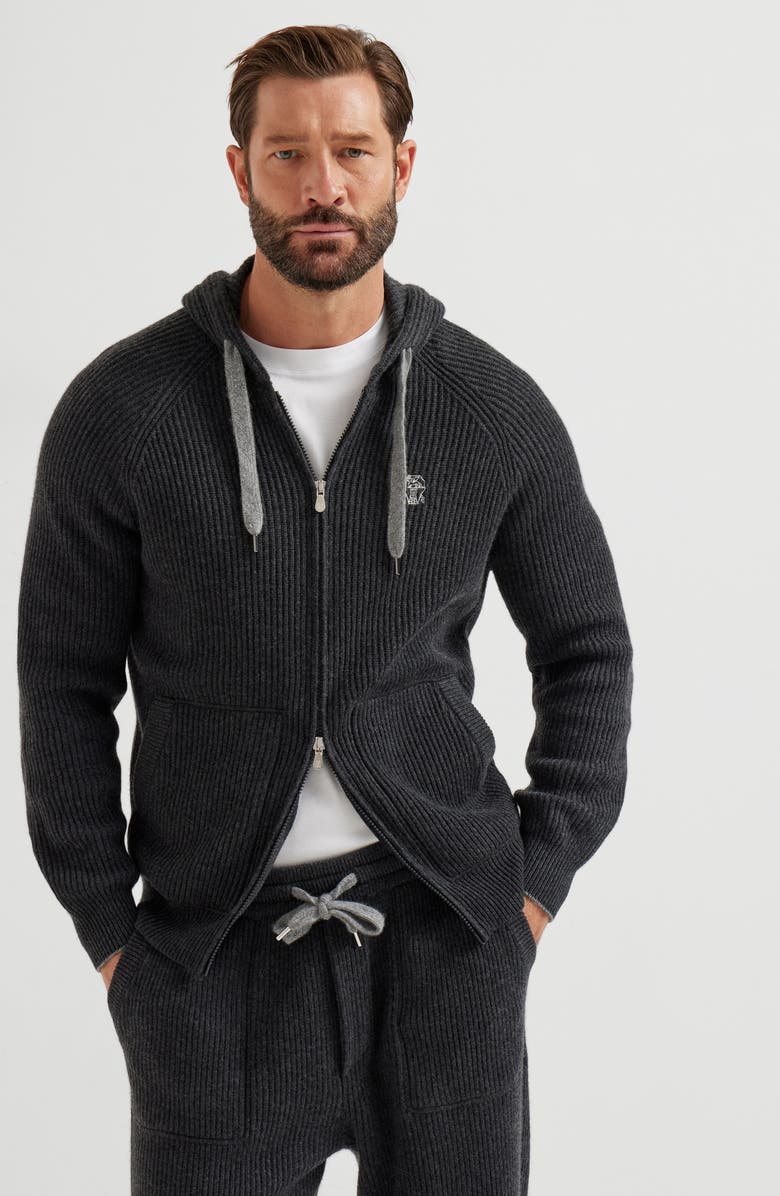 Brunello Cucinelli Sweatshirt with logo, Alternate, color, Charcoal