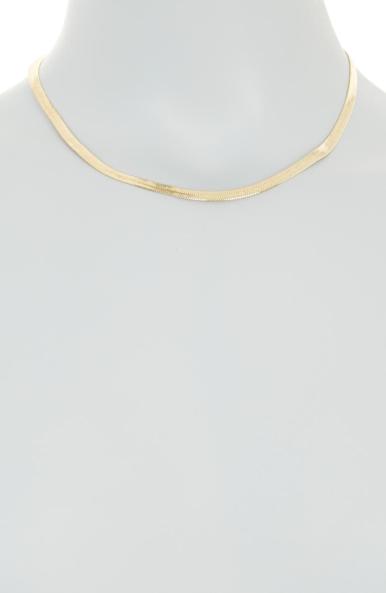 BP. 14K Gold Dipped Herringbone Chain Necklace, Alternate, color, 14K Gold Dipped