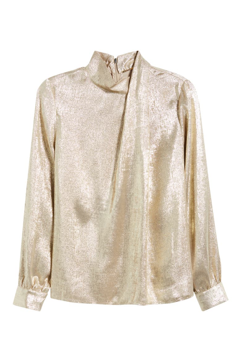 The Jaden Metallic Silk Blend Top, Alternate, color, METALLIC GOLD