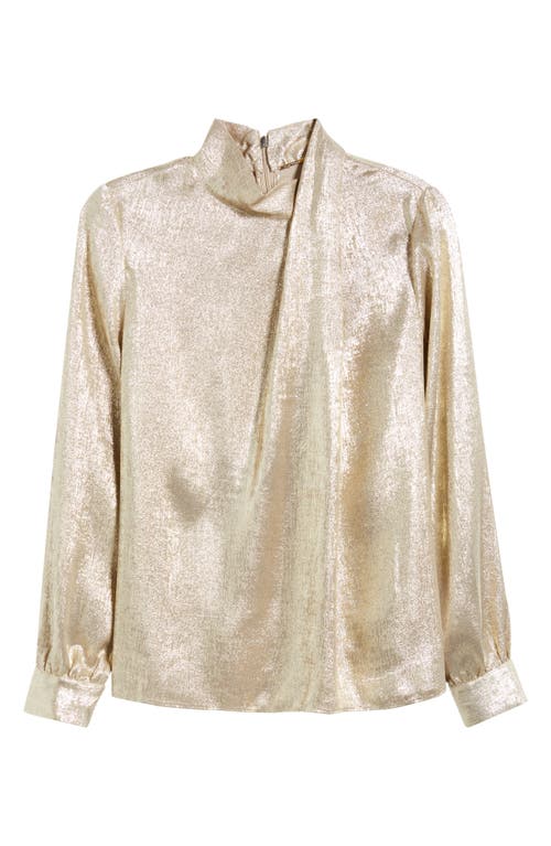 Elie Tahari The Jaden Metallic Silk Blend Top In Neutral