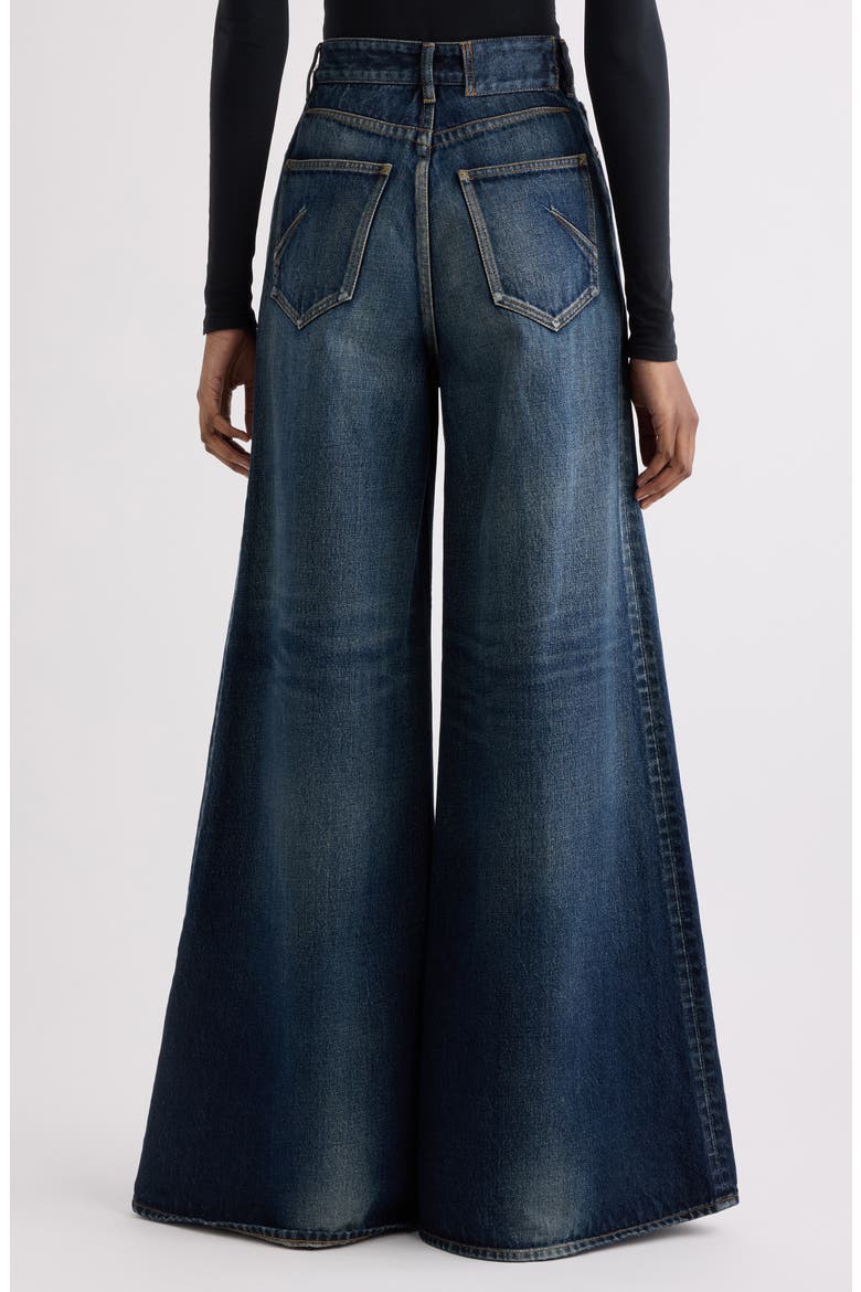 High Waist Denim Palazzo Pants, Alternate, color, DOCK BLUE
