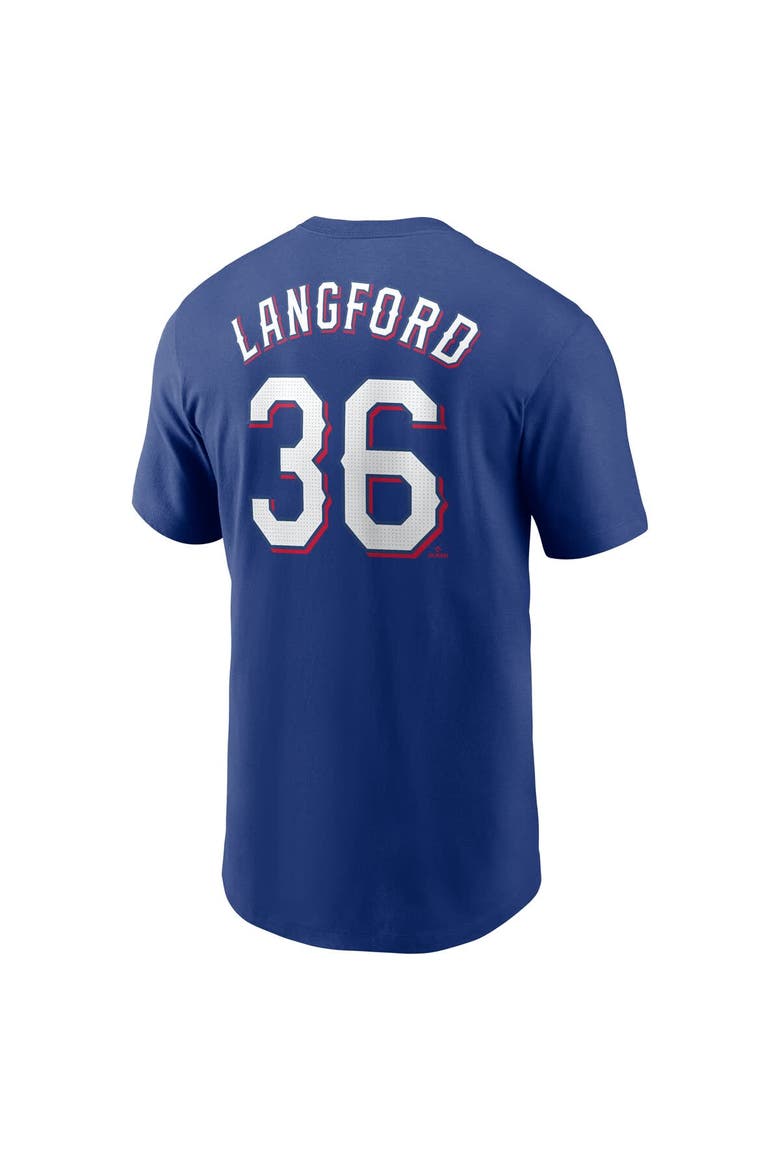 Men's Nike Wyatt Langford Royal Texas Rangers Fuse Name & Number T-Shirt, Alternate, color, Royal