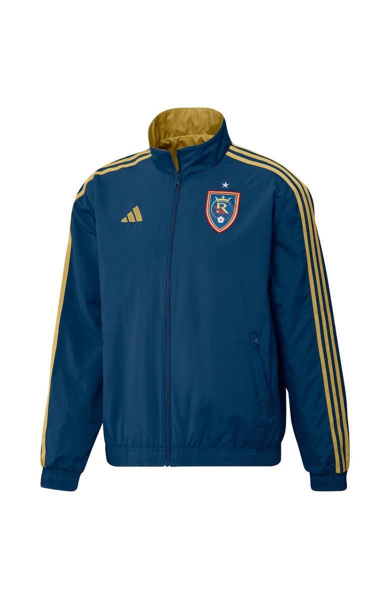 adidas Men's adidas Navy/Gold Real Salt Lake 2023 On-Field Anthem Full-Zip Reversible Team Jacket, Alternate, color, 