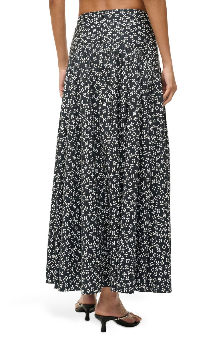 STAUD Procida Print Maxi Skirt, Alternate, color, Black Woodblock Floral