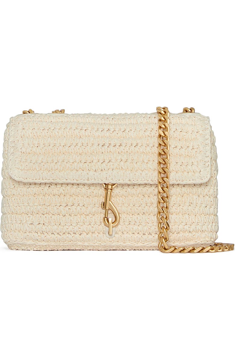 Rebecca Minkoff Small Edie Straw Crossbody Bag, Main, color, Porcelain