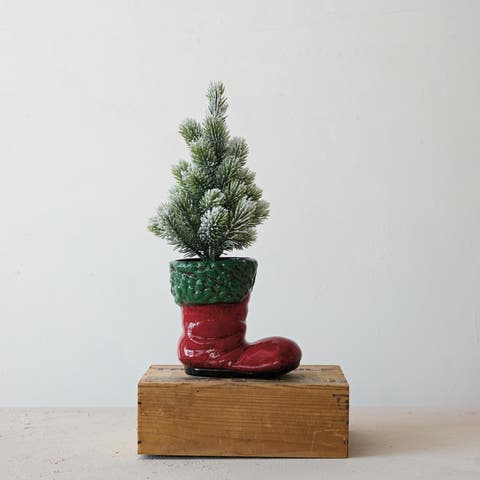Santa Boot Dolomite Vase