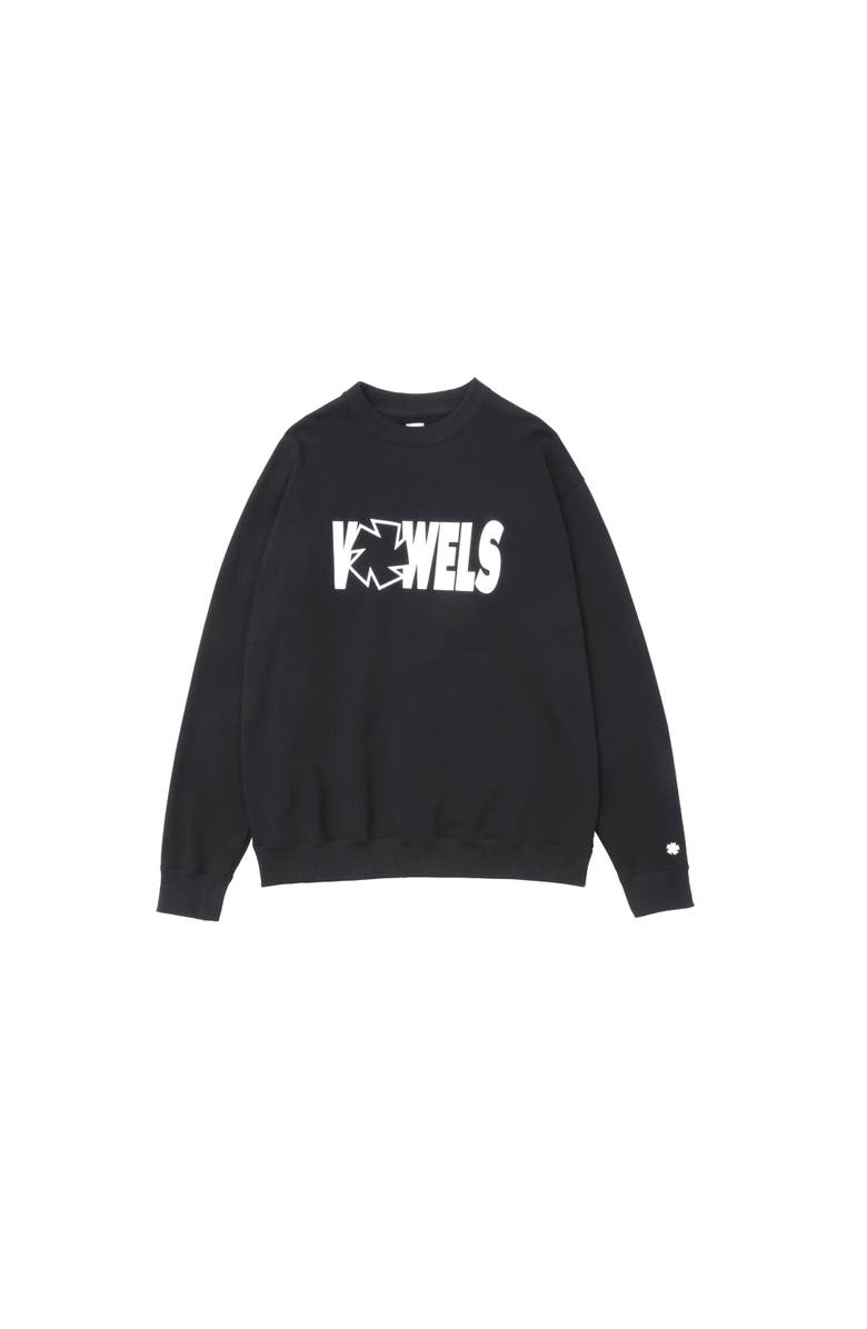 vowels Icon Spell Out Crewneck, Main, color, Black