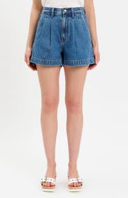 DAZE Coronado Pleated Denim Shorts