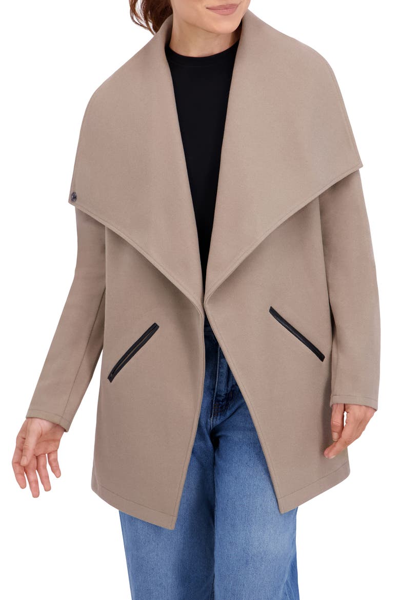 Faux Wool Drape Jacket, Main, color, MOCHA