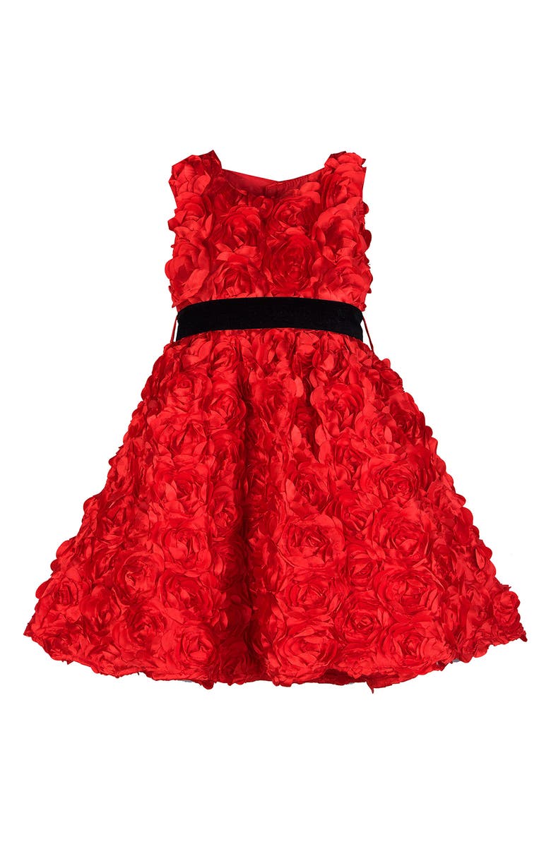 JOE-ELLA Kids' Priscila Rosette Sleeveless Dress, Main, color, Red