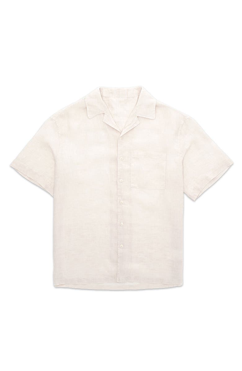 Fortela Bowling Linen Short Sleeve Shirt, Main, color, Natural