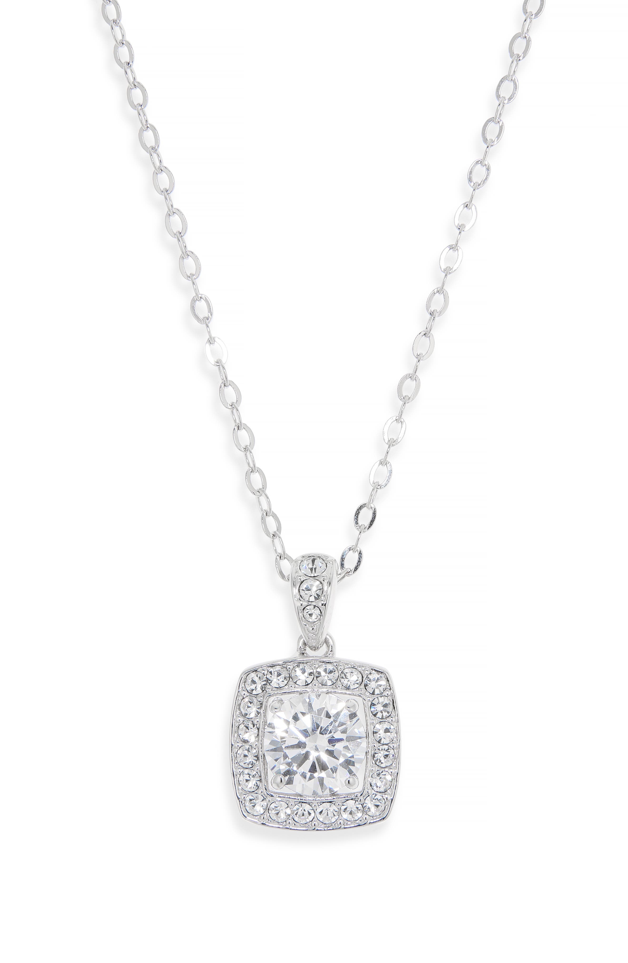 Square Framed Cubic Zirconia Pendant Necklace