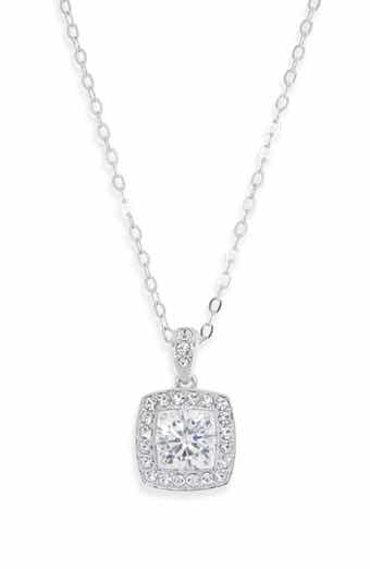 Square Framed Cubic Zirconia Pendant Necklace