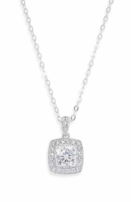 Square Framed Cubic Zirconia Pendant Necklace