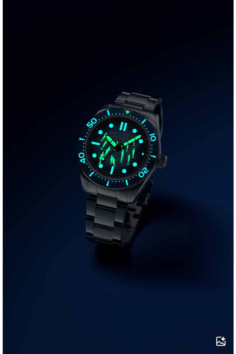 x Dolphin Project Croft Midsize Automatic Aqua Play Watch Set, 40mm, Alternate, color, BLUE