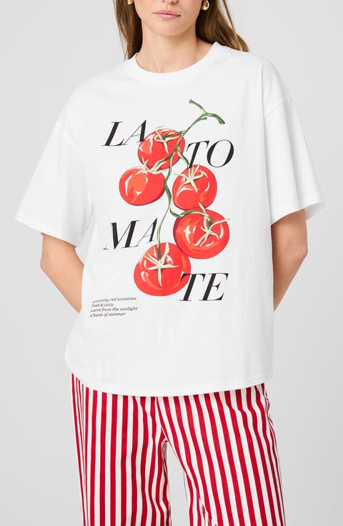 La Tomate Oversize Cotton Graphic T-Shirt