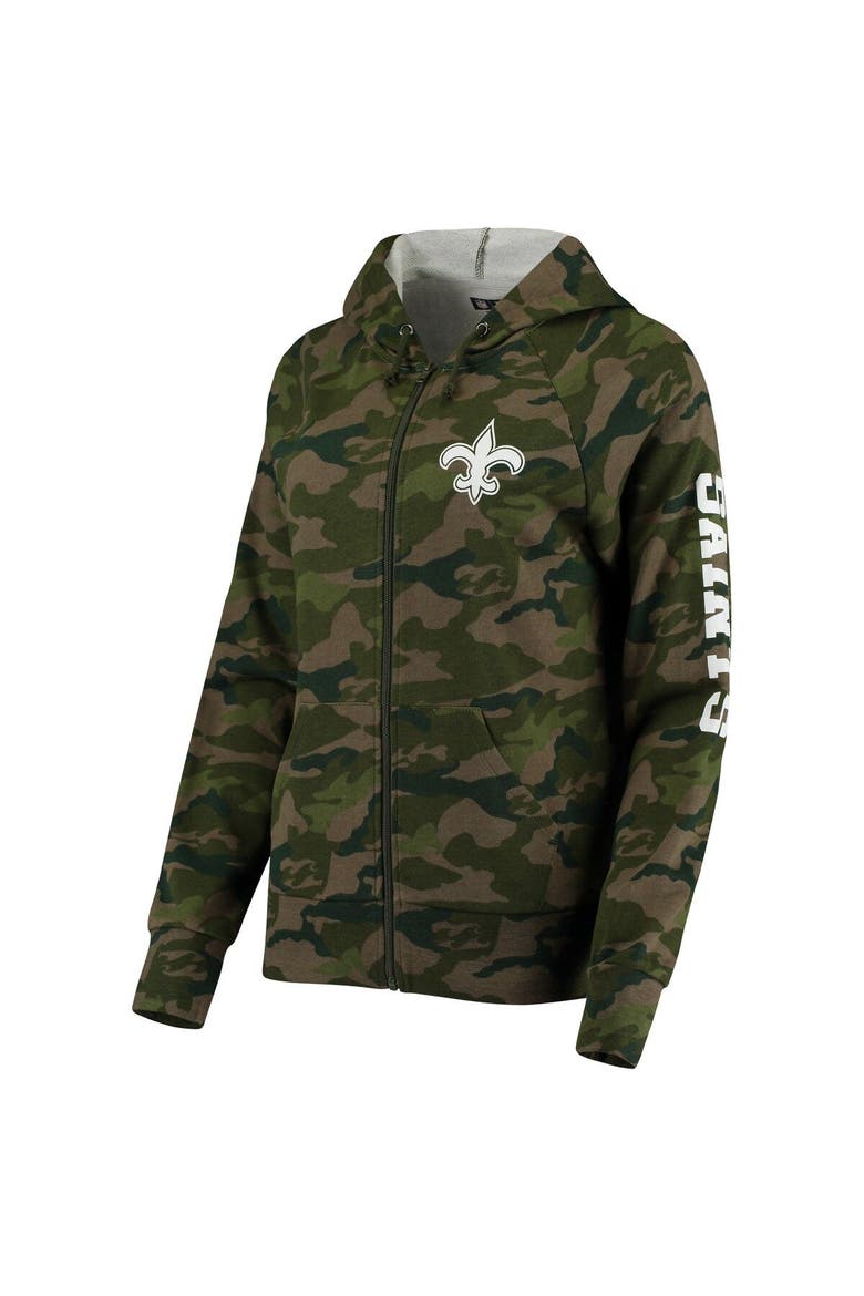 Women's New Era Camo New Orleans Saints Raglan Full-Zip Hoodie, Alternate, color, Camo